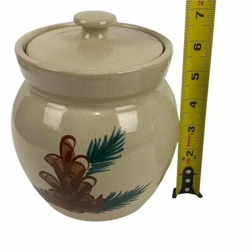 Paul Storie Pottery Small Pinecone Canisters w/ Lids Set of 2 Marshall TX Rustic